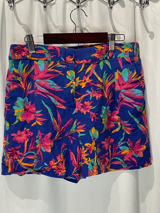 J. Crew Pants - J. Crew Vibrant Floral High-Waist Shorts in Navy with Pink and Teal Accents